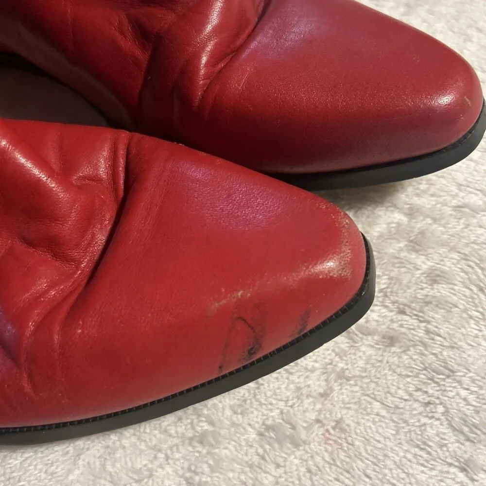 Vintage Flings Screamer 1980s Corset Laced red Leather Boots 7.5 Western